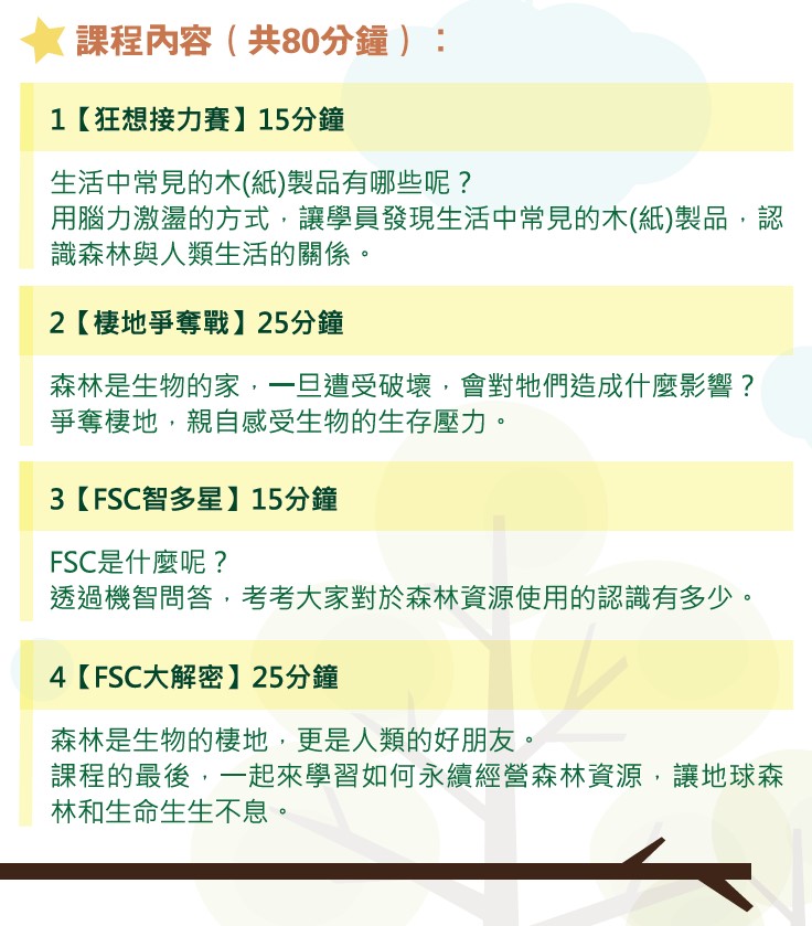 到校推廣「FSC森林密碼」課程表